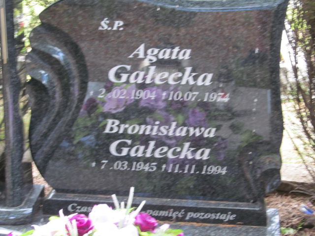 Agata Gałecka 1904 Goleniów - Grobonet - Wyszukiwarka osób pochowanych