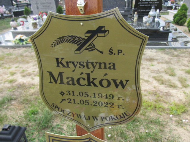 Krystyna Maćków 1949 Goleniów - Grobonet - Wyszukiwarka osób pochowanych