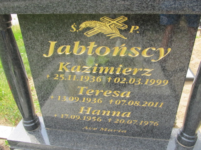 Kazimierz Jabłoński 1936 Goleniów - Grobonet - Wyszukiwarka osób pochowanych